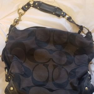 Coach Black Canvas Hobo Bag